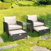 Piece Patio Conversation Set, PE Wicker Rattan Outdoor Lounge Chairs with Soft Cushions 2 Ottoman&Glass Table, Garden Sofas 1