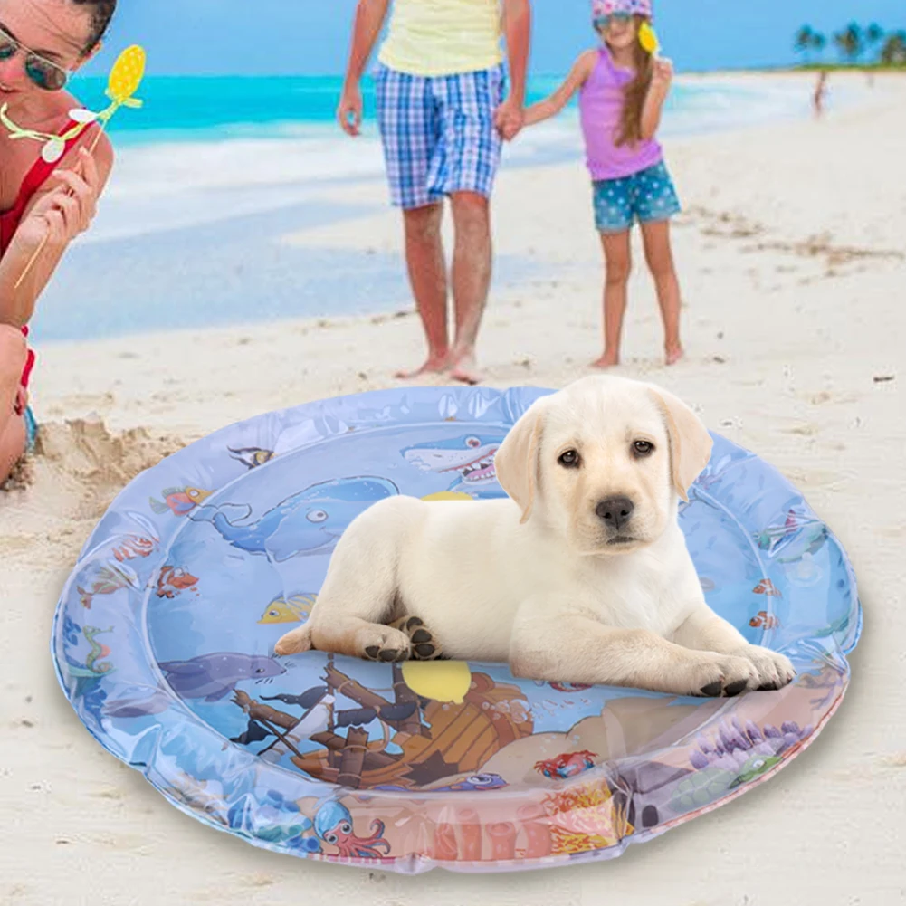 Extra Thick Aqua Interactive Cat Play Mat Cat Toys Cat Water Sensory Playmat Pet Cooling Mat for Indoor Outdoor Exercise