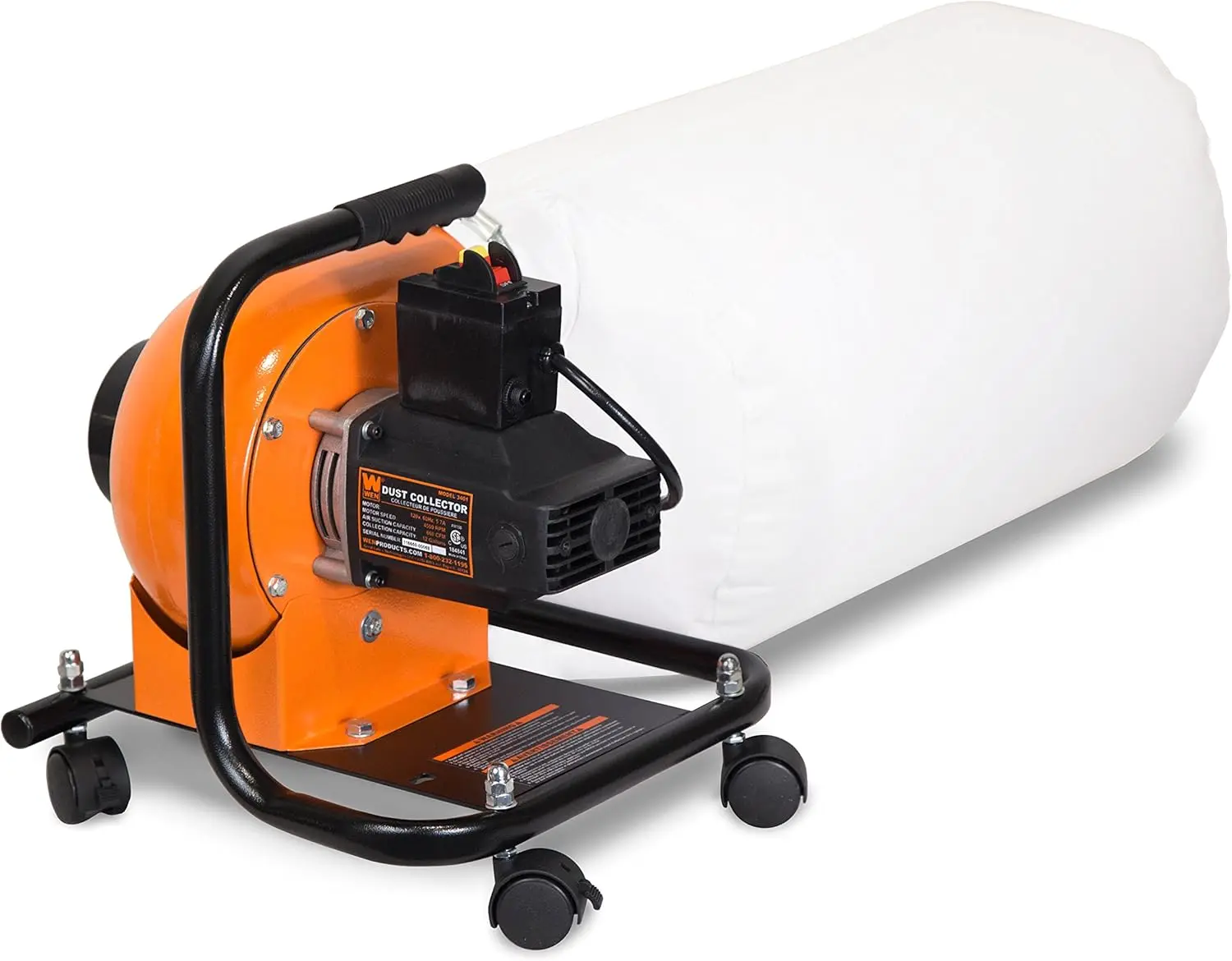 Woodworking Dust Collector, 5.7-Amp Motor with 12-Gallon Bag, Mobile Base, and Optional Wall Mount (DC3401)