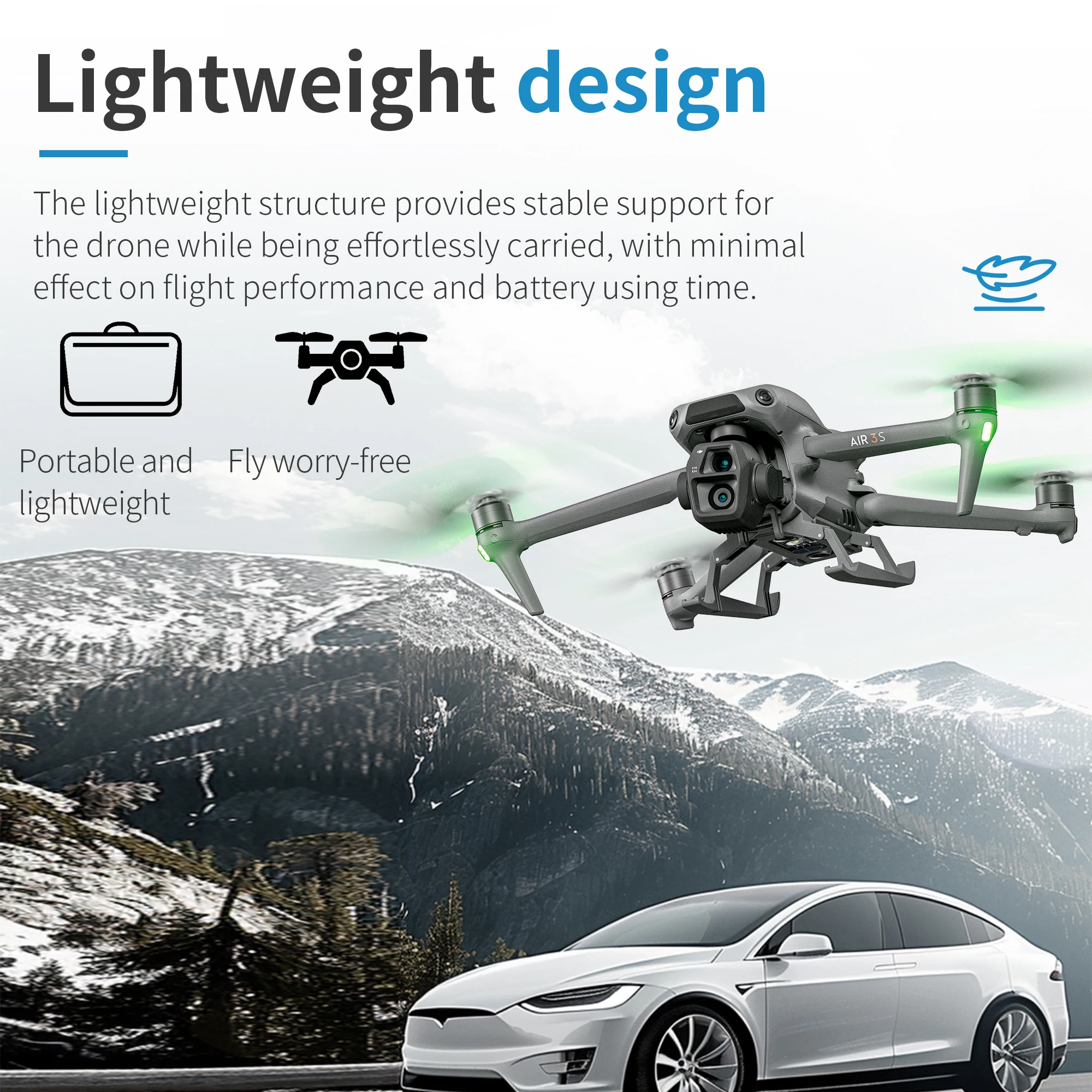 รูปสินค้า ขาตั้งกล้องพับได้ DJI Air 3/3S แข็งแรง ปลอดภัย ใช้งานง่าย