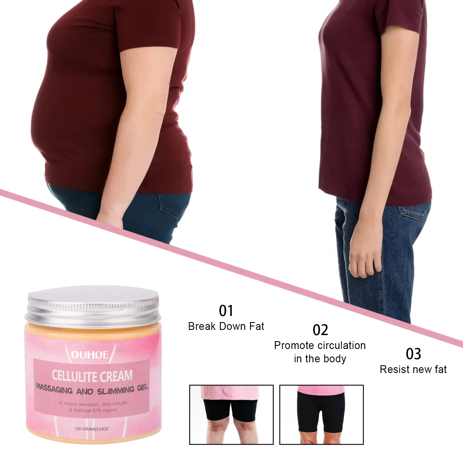 Body Anti Cellulite Creme Slankende til talje Mave Fedtforbrænding Massage Gel Sund Vægttab Løfter Opstrammende Lår Ben Shaping_voghion.com