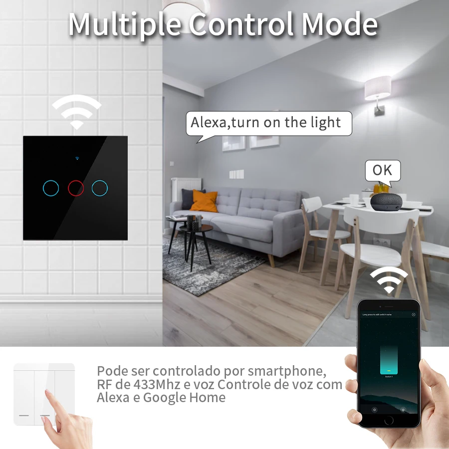 Smart Touch Switch 1/2/3 Gang For Lighting Tuya Wifi Alexa Google Home Yandex Alice