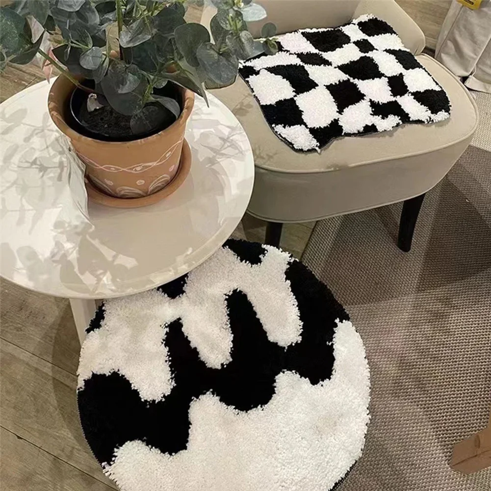 

Retro Geometry Tufted Seat Cushion Soft Loop Fleece Breathable Round Square Chair Mat Cushion Office Sedentary Anti-slip Mats방석