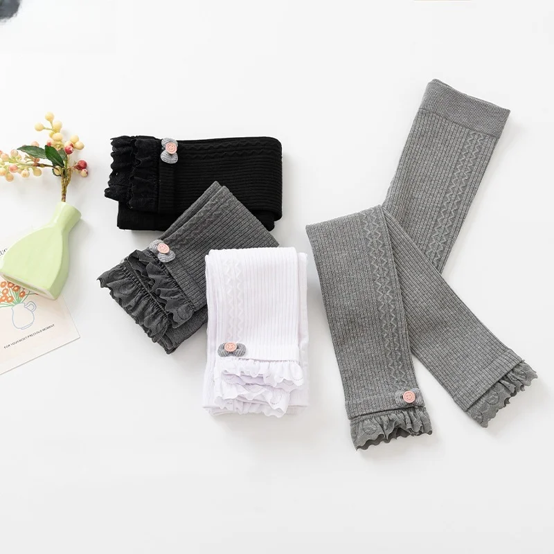 Winter Autumn Children Warm Pantyhose Kids Stockings Baby Girls Tights Toddler Clothing Stretch Bowknot Lace Leggings 2-8 Years