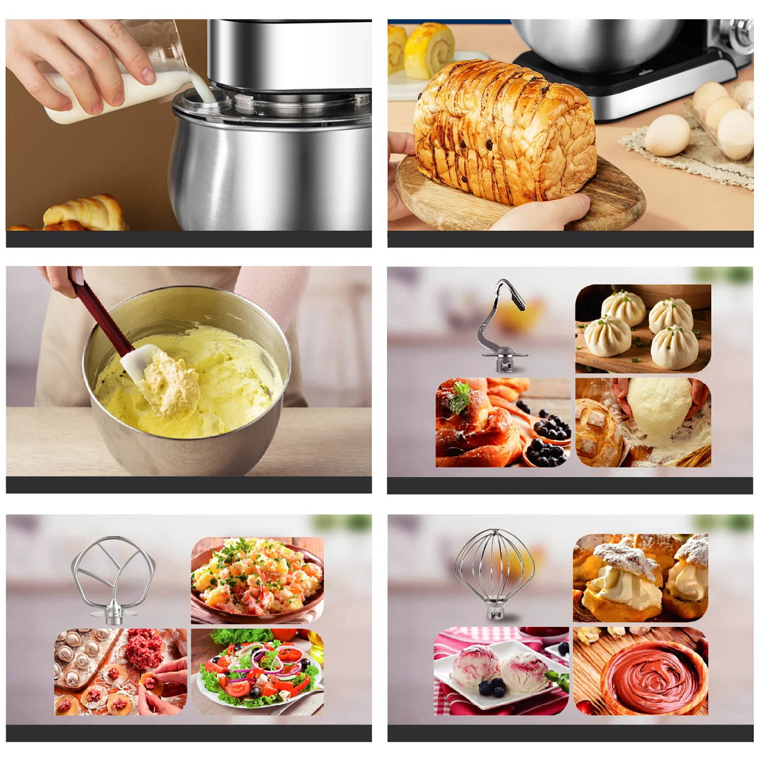 5L Stand Mixer Kitchen Aid Food Blender Cream Whisk Cake Dough Mixers With Bowl Stainless Steel Chef Machine Charm Sonifer 3