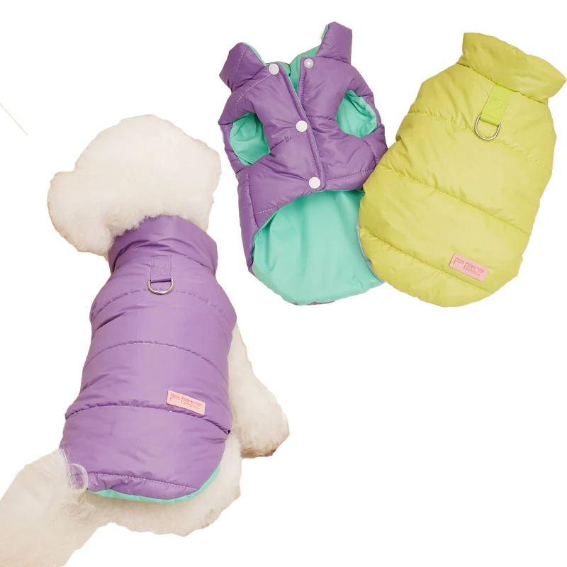 Double-Sided Warm Dog Coat Jacket Winter Cotton-Padded Pet Dog Clothes For Small Dogs Costumes Puppy Vest Down Jacket Yorkie XXL