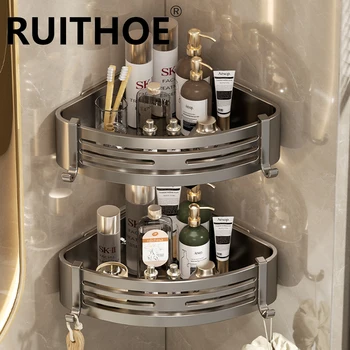 ห้องน้ําชั้นวางสําหรับอาบน้ําติดผนังแชมพูขวดOrganizerฝักบัวมุมRack Storage Punch-ฟรีอุปกรณ์ห้องน้ํา 1