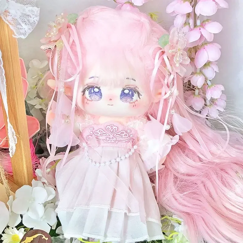 

No attributes Ancient Costume Haori Sweet Smile Ru Skirt Pink Dress Hair Stuffed Plushie Toy 20cm Plush Doll Body Clothes CT
