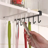 6 Hooks Storage Shelf Plastic Under Shelves Hanging Rack Utensils Holder Wardrobe Kitchen Bathroom Organizer Home Accessories 2