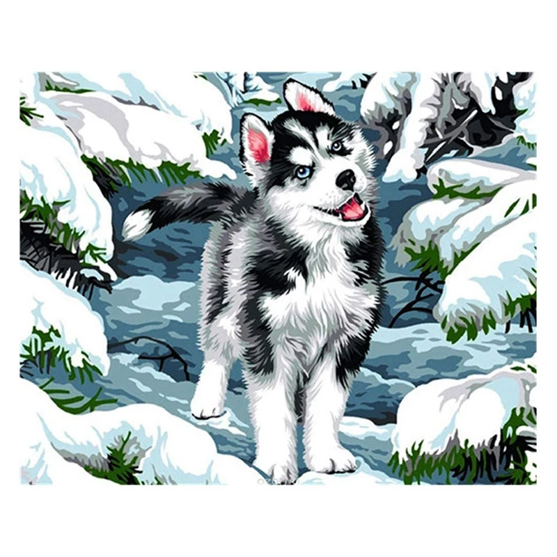 

HOT SALE Round Diamond Full Diamond Diamond Painting Set Living Room Dining Room Decorative Painting Mural Husky