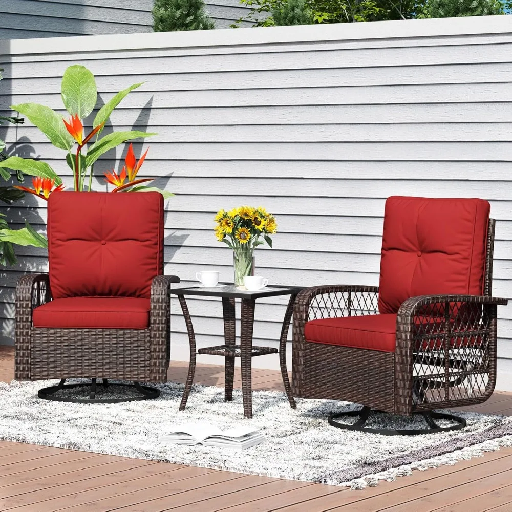 Aoxun 3-Piece Patio Set wicker rocking chairs - image 1