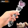 Glass Dildo Butt Plug, Glass Pleasure Wand, Heart Shape Crystal Massager Anal Sex Toys for Women Men Couple 1