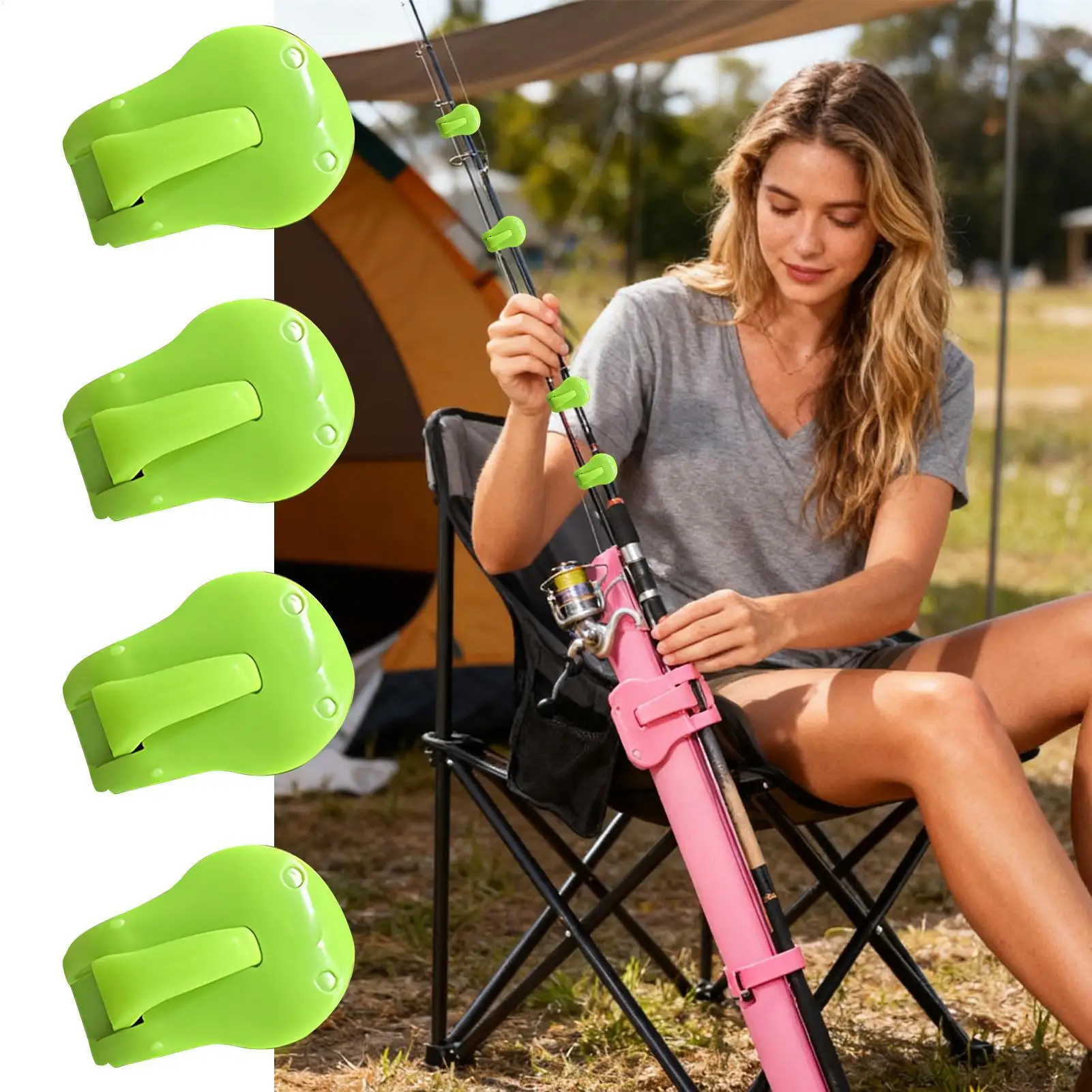 Fishing Rod Holder Clips 4Piece Rack Organizer Portable Elastic Fishing Rod Holder For Bank Shore Pier Pool Ice Saltwater