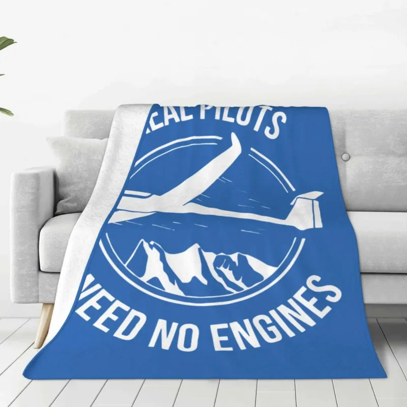 

Real Pilots Need No Engines Soaring Flannel Blankets Airplane Throw Blanket for Home Hotel Sofa 150*125cm Plush Thin Quilt