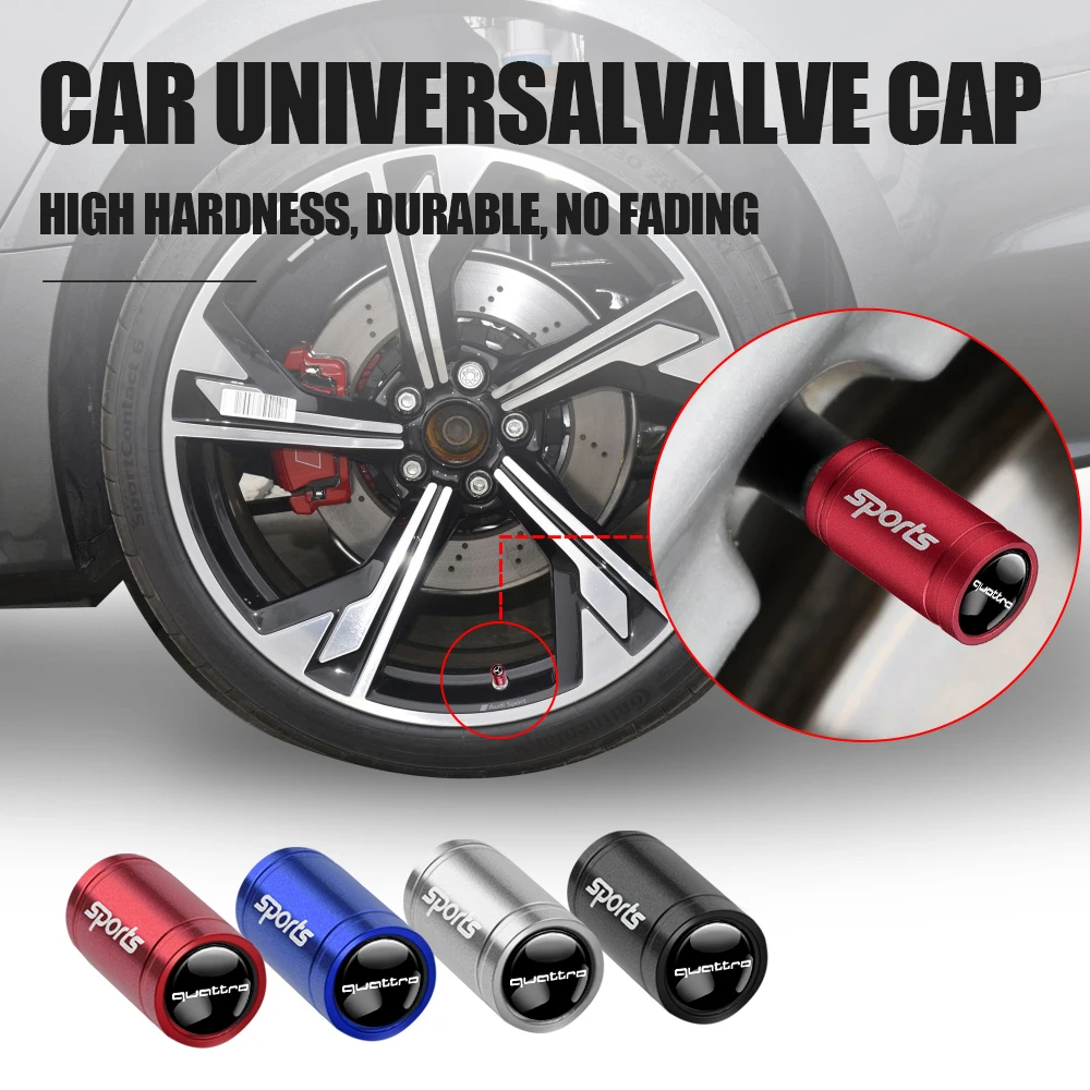 4Pcs Car Sport Styling Wheel Tappi Per Valvole Per Pneumatici Accessori Per La Decorazione Di Pneumatici In Metallo Per Audi Quattro Tt Rs S Sline A3 