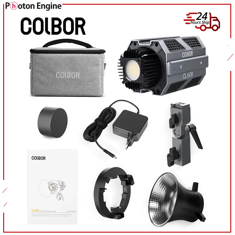 SYNCO-COLBOR CL60R CL60 CL 60 RGB 60w 비디오 라이트, 풀 컬러 2700K-6500K 앱 제어 Bowens 마운트 사진 COB 조명 VS 60B