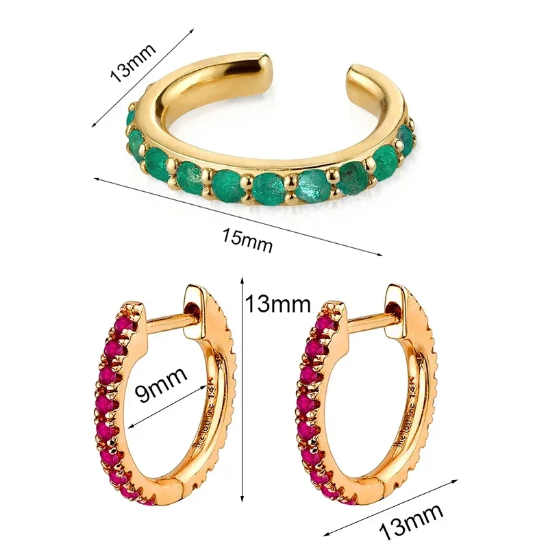 Copper Gold Plated Earring Set For Women Color CZ Zircon Piercing Clip Hoop Dangle Earrings dangle earrings hoop earrings golden earrings