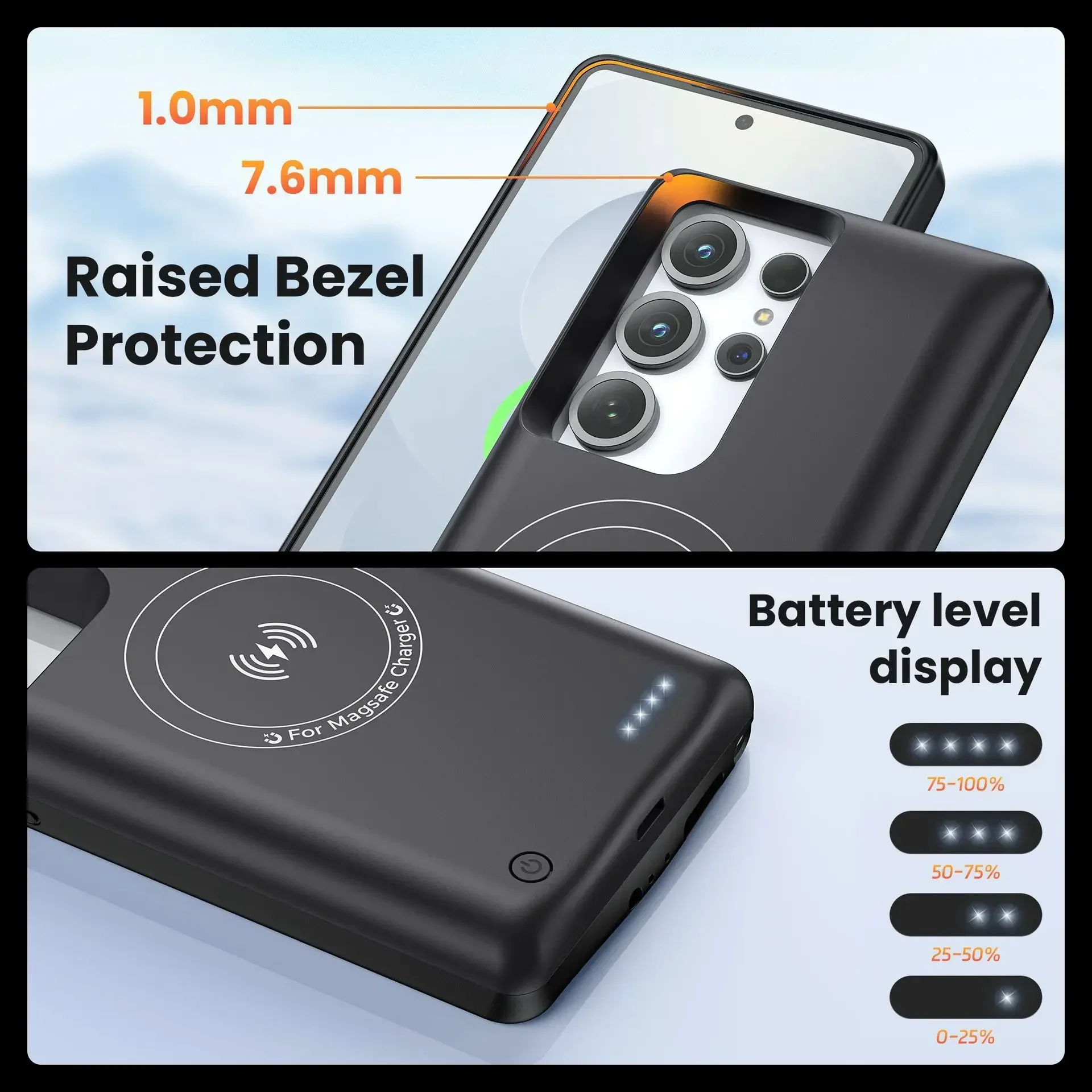 10000mAh Fashion Wireless Charging Phone Cover Power Bank for Samsung S25 Ultra S24 Plus S23 S22 PowerBank Battery Charger Case 5