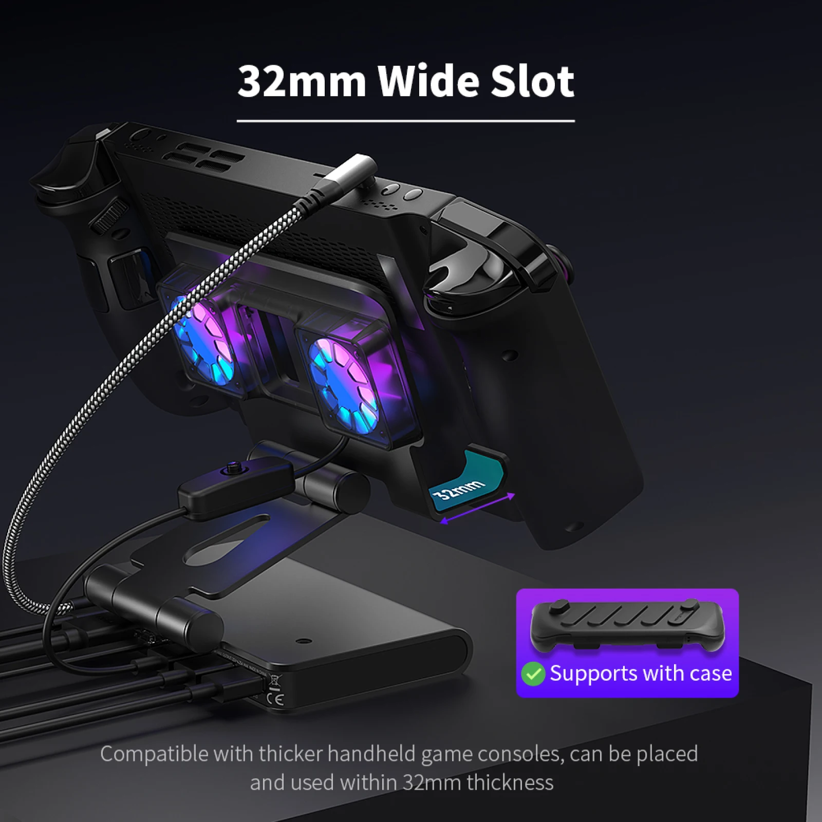ROG Ally X, Steam Deck, MSI Claw, LEGION Go용 듀얼 팬, 4K 144Hz, 100W PD, USB 3.2G, 이더넷 기능을 갖춘 도킹 스테이션