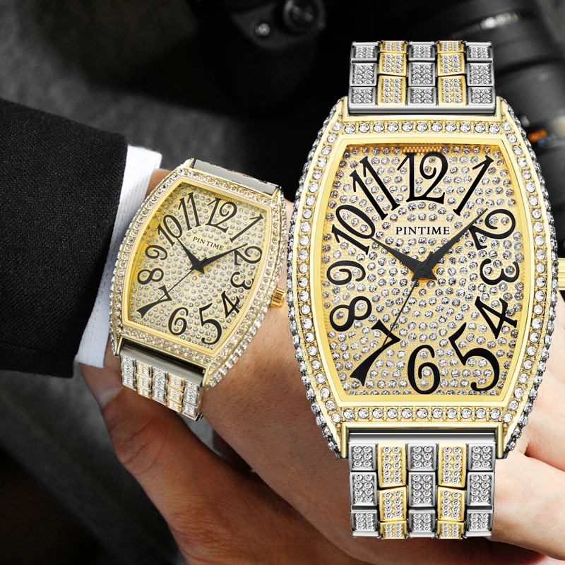 

New Retro Watches Male Watches Alloy strap Casual Dress Watch Diamond Retro Stainless Steel Rectangular Case