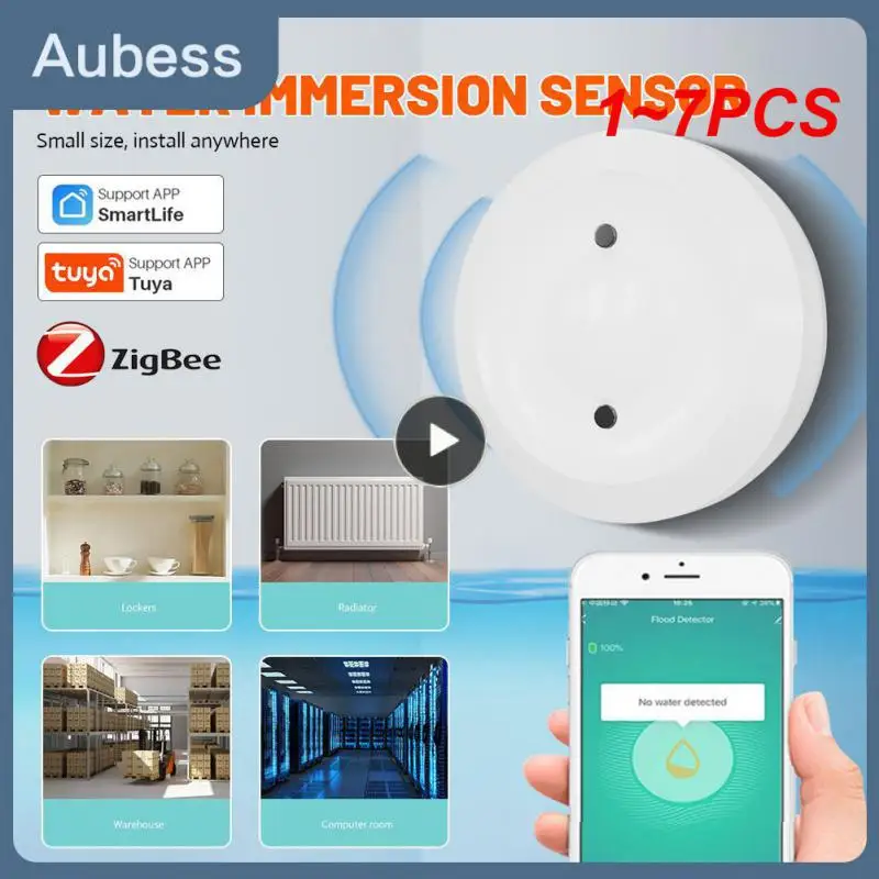 

1~7PCS New Tuya 3.0 Water Sensor Smart Life APP Remote Alarm Smart Home Long Battery Life Security Protection Detector