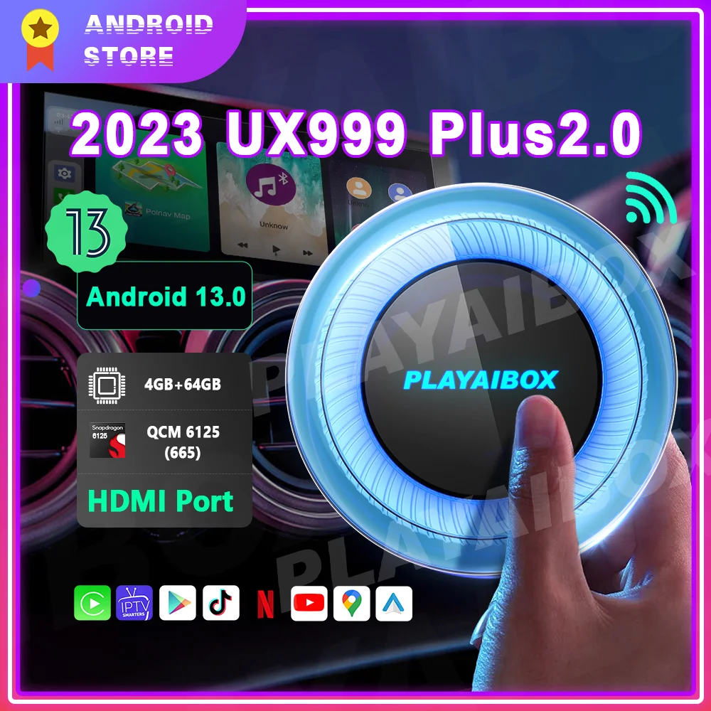 Carplay boîtier Tv Android Auto 13, 8 cœurs, Iptv, Netflix, système