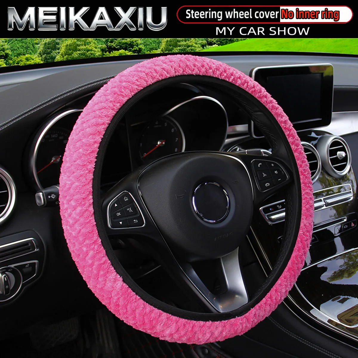 Women's Winter Plush Steering Wheel Cover Image 1