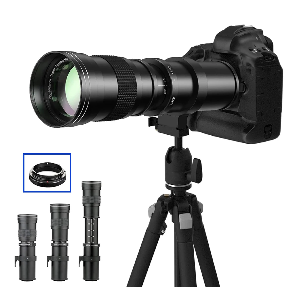 420-800mm f/8.3-f16 Manual Telephoto Zoom Lens for Canon EOS R1 80D T3 T4 T5i T6