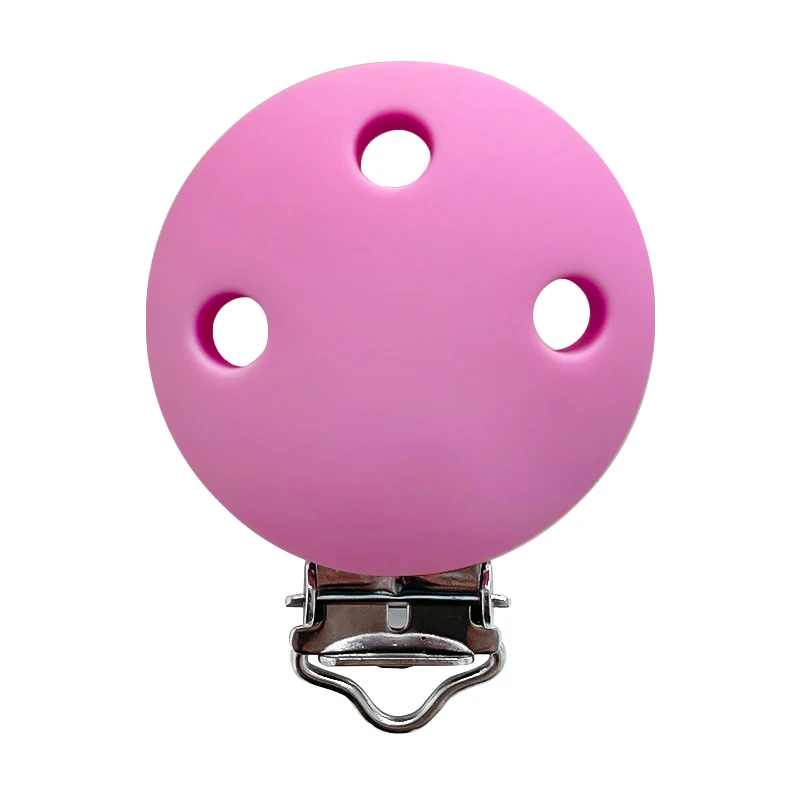 1pcs Round silicone Pacifier Clips solid No-Rusty Silicon Beads DIY Baby Chew Dummy Chain clasps Adapter