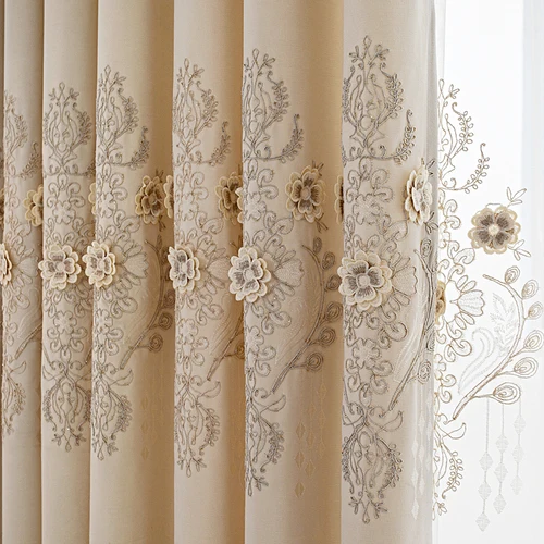 Modern New Curtains for Living Dining Room European-style High-end Luxury Window Embroidered Curtain Yarn Bedroom Villa Valance 