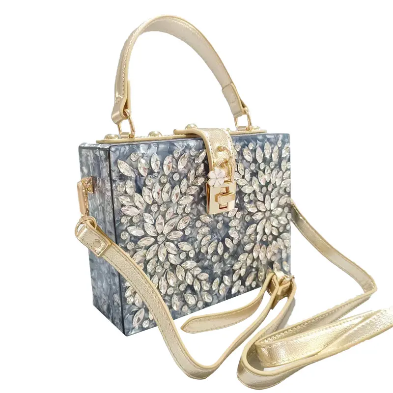 

Wedding Party Tote Bags For Women Luxury Brand Clutch Acrylic New Style Shoulder Crossbody Bag Diamond High Capacity Evening Bag