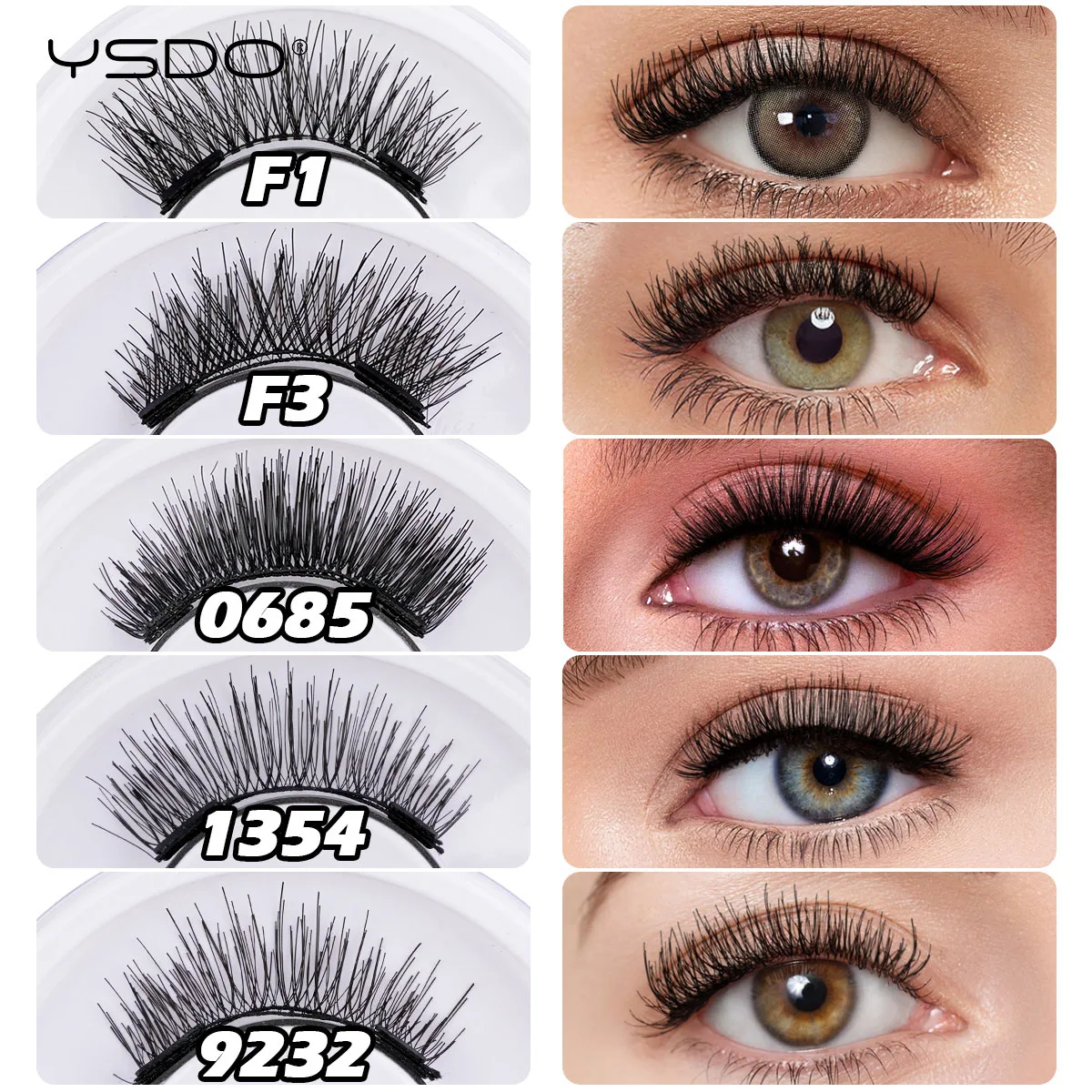 Magnetic Mink Eyelashes Kit Natural 3D Reusable Black