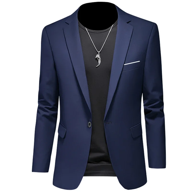 

2023 Fashion New Men's Leisure Casual Boutique Business Solid Color Slim Fit Suit Blazers Jacket Dress Coat