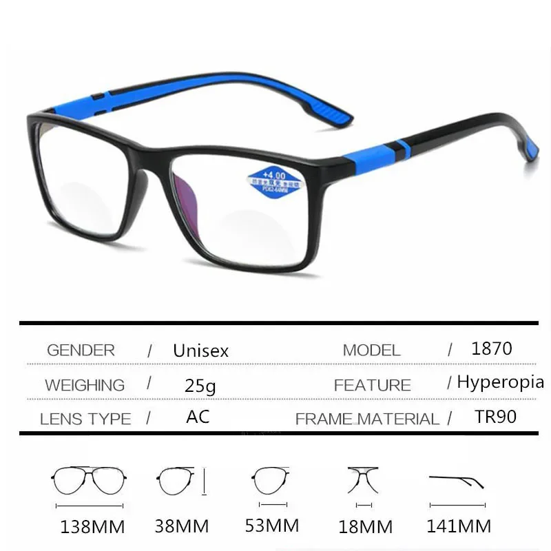 Vintage Square Frame Anti Blue Light Reading Glasses for Women Men Unisex Prescription Far Sight Diopter Eyeglasses Plus+1.0+1.5 6