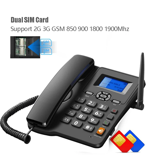 Tarjeta SIM Dual GSM 2G teléfono inalámbrico de escritorio teléfono fijo  inalámbrico montaje en pared con Radio FM para oficina, hogar y Hotel -  AliExpress