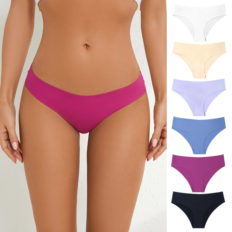 3 Pieces Seamless Briefs Women Ice Silk Panties Low Waist Lingerie Female Underwear Fitness Sports Underpants XS-XL