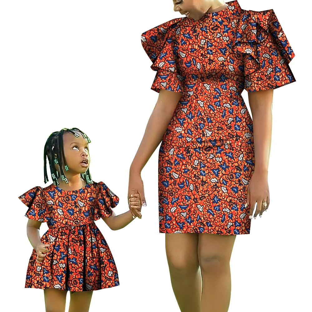 Outfits korte hals Ankara prinses traditionele babykleding ronde peuterjurk Dashiki 16Y meisjes stijl Afrikaanse mouwen meisjes jurken accessoires, geel, 12-24 Maanden
