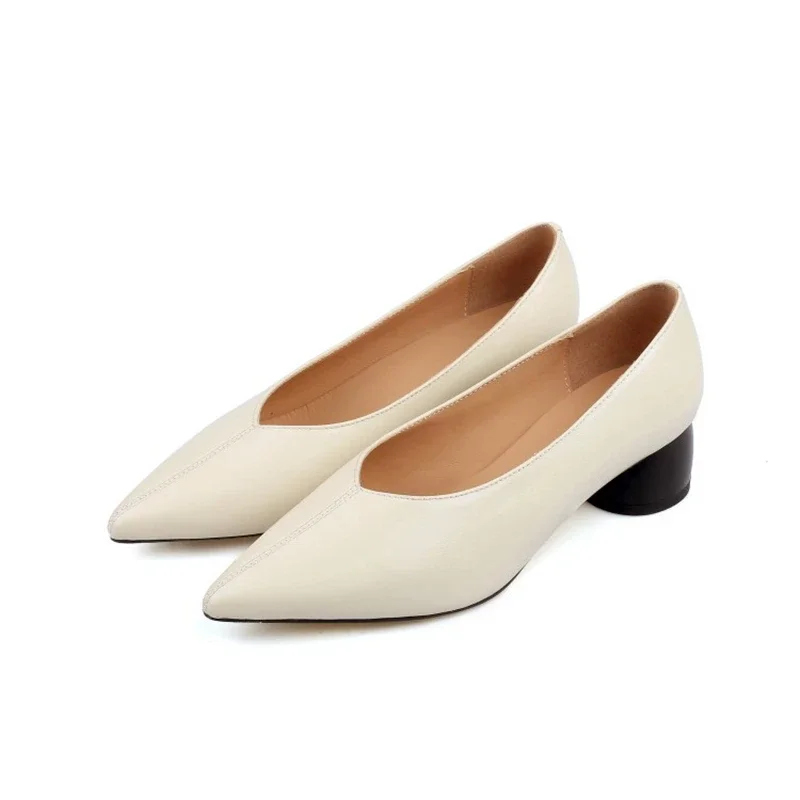 

BLXQPYT 2021 модные женские туфли из коровьей кожи, сексуальные туфли на низком каблуке с острым носком, женские классические туфли K11