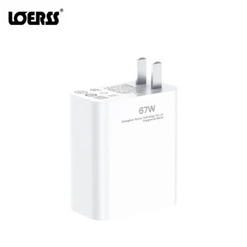 

LOERSS Type-C 67W Fast Charger QC3.0 Quick Charger for XIAOMI 12X 11UItra K30 k40 Pro K50 Power Adapter Charging USB Charger