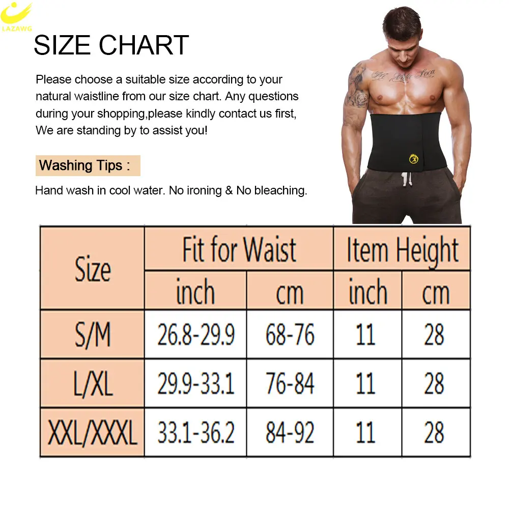LAZAWG Waist Trainer for Men Weight Loss Waist Cincher Trimmer Belly Control Belt Slimming Wrap Body Shaper Girdle Sport Gym