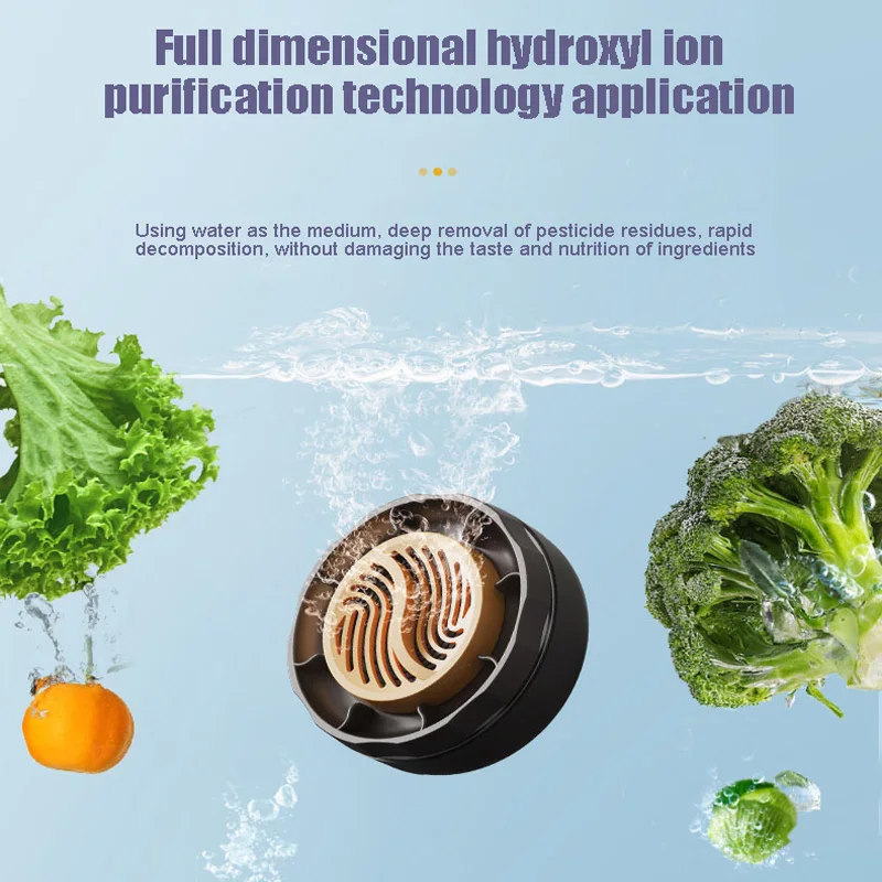 Wireless Charging Fruit Vegetable Washer Germs Agricultural Residues  OH-Ion Spinning Deep Cleaning Portable Kitchen Purifier 3