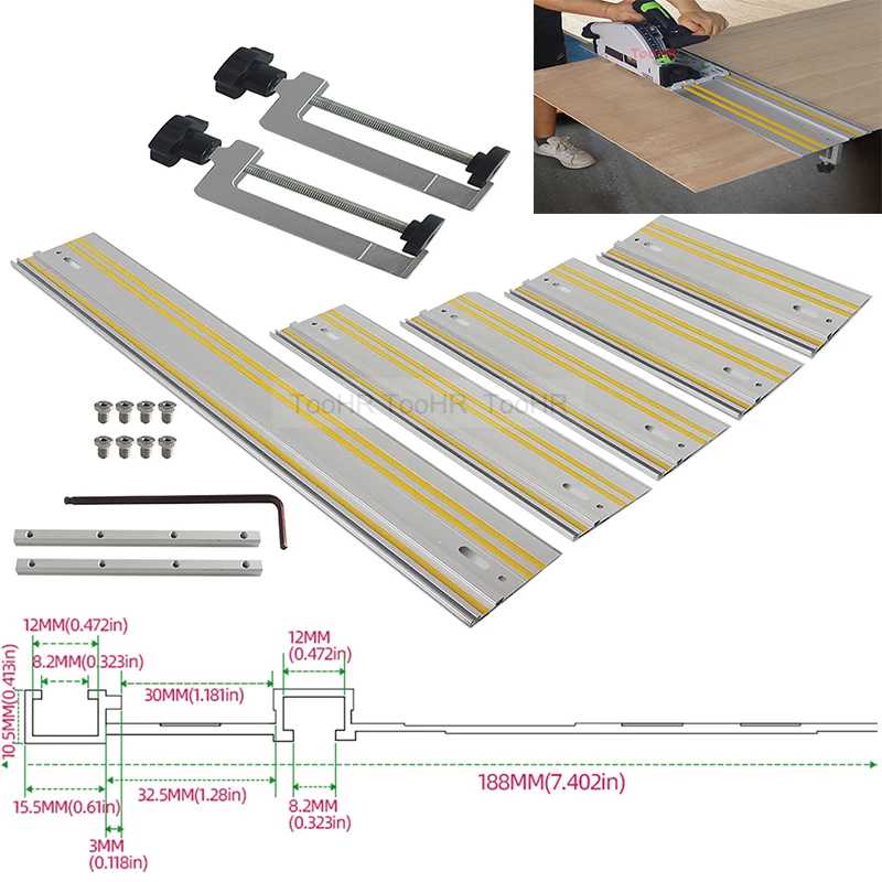 300-1400mm Track Saw Track Guide Rail Aluminum Extruded Guided Rails ...