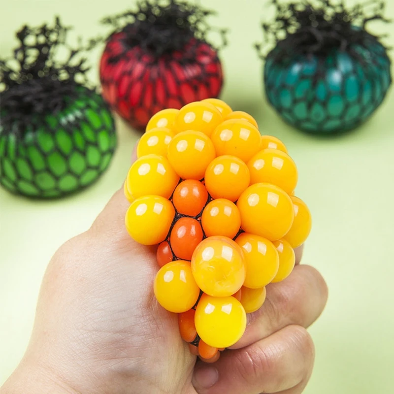 Squeeze Ball for Kids Adults Interactive Playsets Kits Squishy Mesh Ball Toy Anxiety Relief Ball Toy 2inch Grape Ball 2