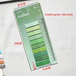 Colorful Transparent Index Memo Pads - Self - Adhesive Sticky Notes for Office & School Use (200 Sheets) (Gradient green)