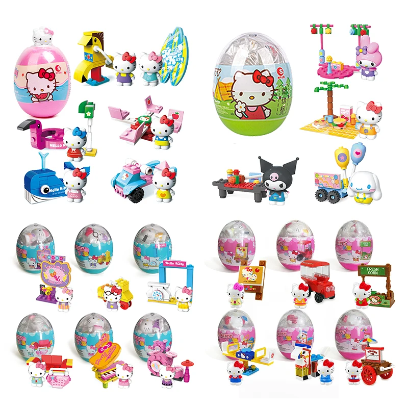 Sanrio Hello Kitty Building Block Set Sanrio Anime Puppet Twisted ToyKuromi Doll Capsule Toy Children's Birthday Christmas Gifts