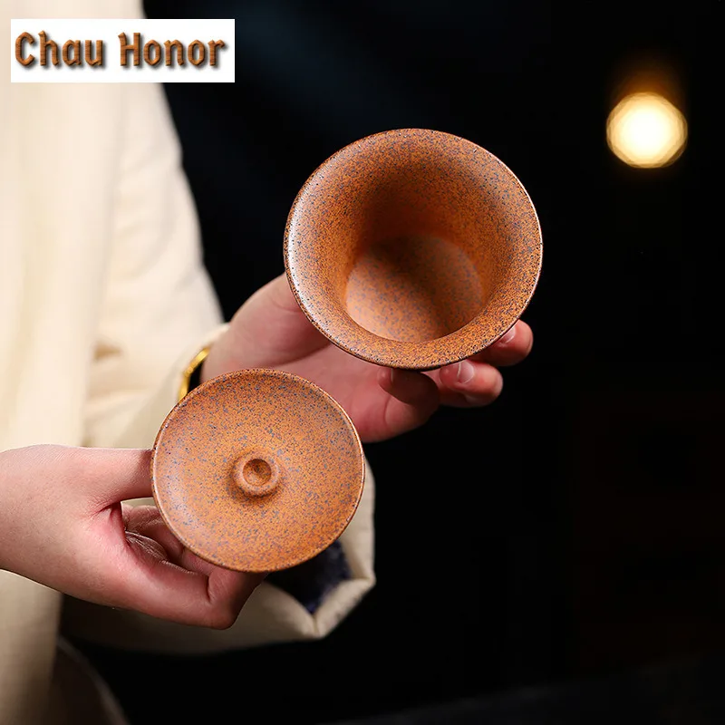 175ml Handmade Wood-fired Purple Clay Gaiwan Tea Tureen Bamboo Tea Bowl With Lid Kit Tea Making Cover Bowl Tea Services Gifts
