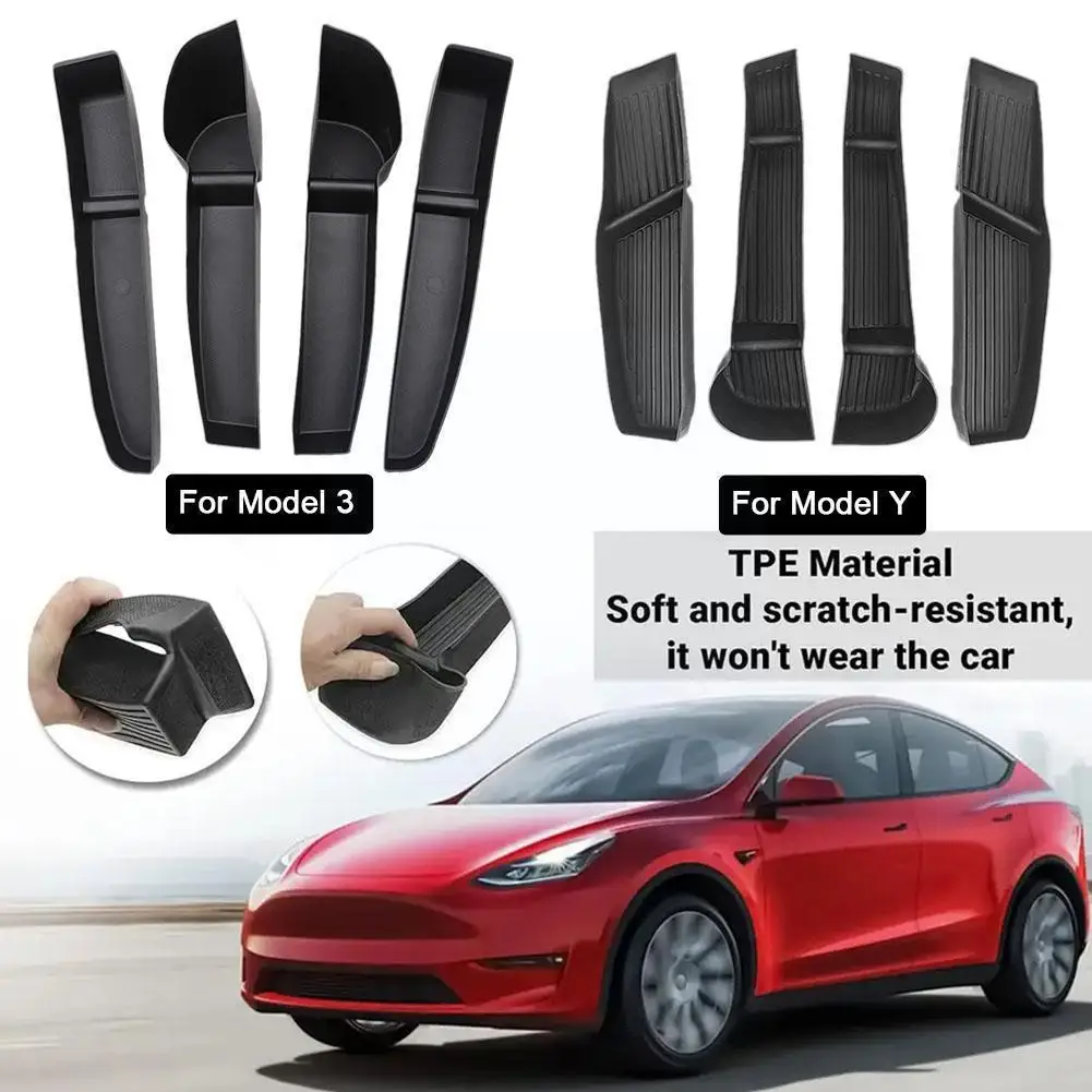 

Car Door Side Storage Box For Tesla Model Y 2022 Interior Door Armrest TPE Organizer Tray Model Y 2023 Car Accessory Decora L0Y6