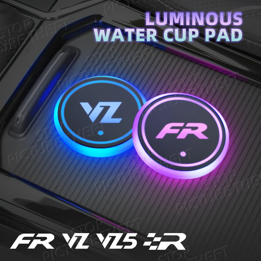 Per Vz Vz5 Fr R Racing Flag Race Flag Logo Emblem Ibiza Leon Ateca Led Car Water Cup Mat Drink Holder Auto Interior Decorativo