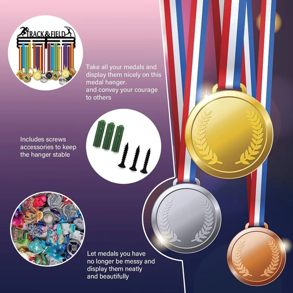 Male Track and Field Medal Hanger Display for 60+ Medals