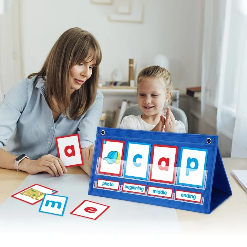 

Настольная карманная диаграмма CVC Word Builder с флэш-картами для детей и детского сада